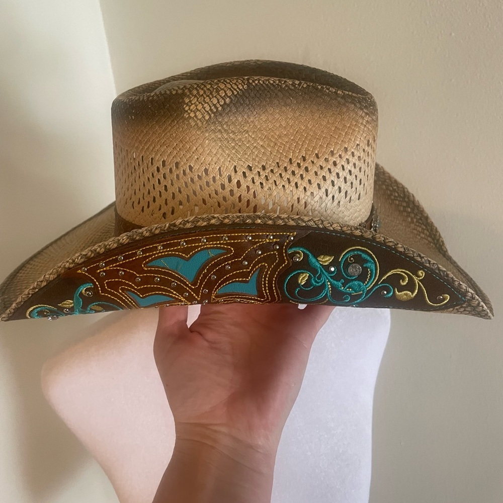 Stampede Cowboy Hat with Turquoise Concho Band - Picture 2 of 8